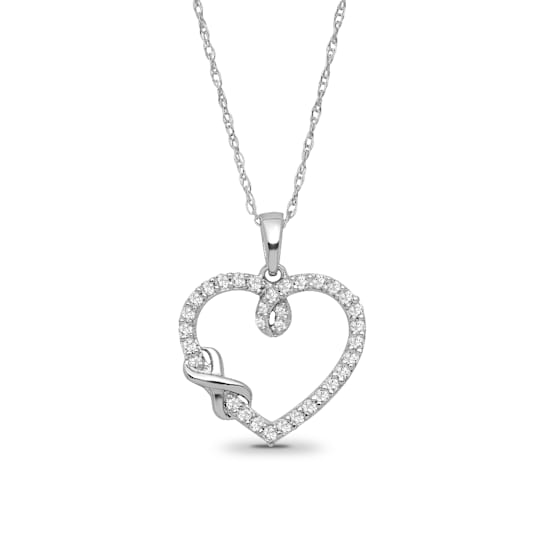 Diamond 0.25Ctw Sterling Silver Heart Pendant With Chain