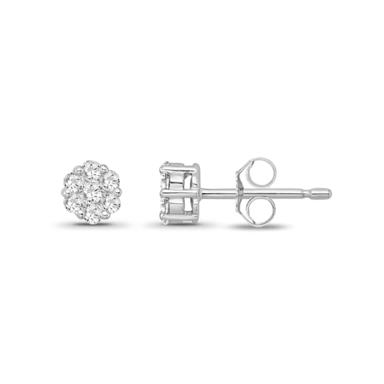 Diamond 0.50Ctw 10k White Gold Earrings
