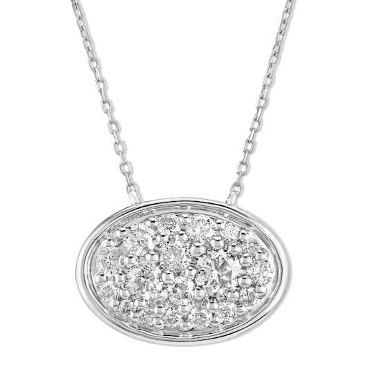 Diamond 0.33Ctw 14k White Gold Pendant With Chain