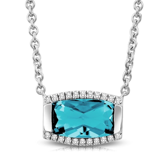 Sky Blue Topaz 1.86ct and Diamond 0.10ctw Sterling Silver Pendant With Chain