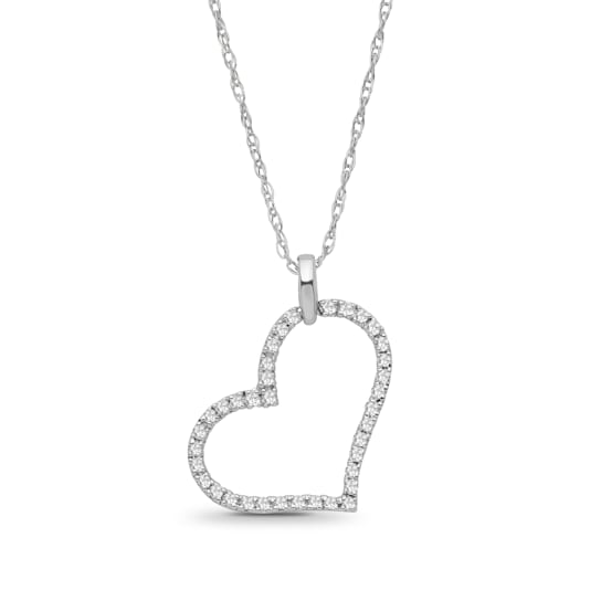 Diamond 0.16Ctw Sterling Silver Heart Pendant With Chain