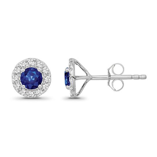Diamond 0.25Ctw and Blue sapphire Sterling Silver Earring