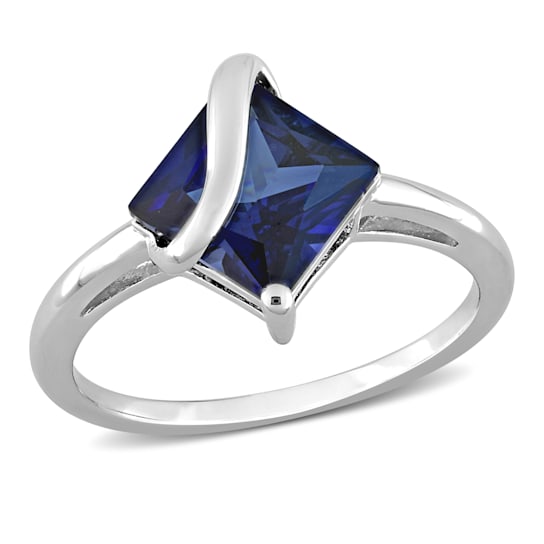 2 4/5 CT TGW Created Blue Sapphire Ring in Sterling Silver