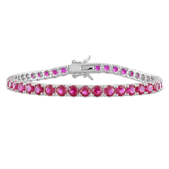 14 1/2 CT TGW Created Ruby Tennis Bracelet with Sterling Silver