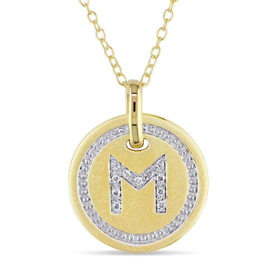 Diamond Initial "M" Pendant with Chain in 18K Yellow Gold Over
Sterling Silver