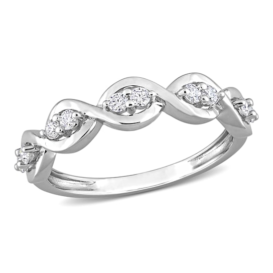 1/4 CT DEW Created Moissanite Anniversary Ring in Sterling Silver