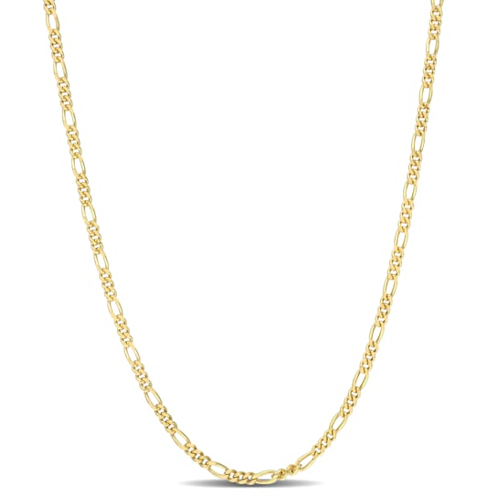 2.2MM Figaro Chain Necklace in Yellow Plated Sterling Silver