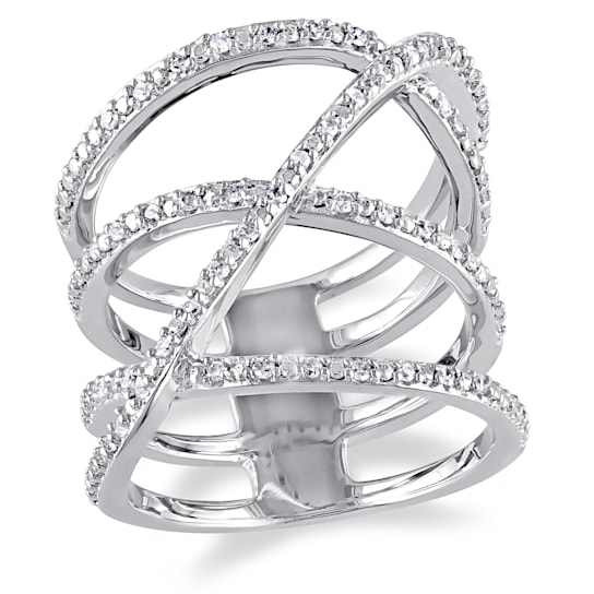 1/5 CT TW Diamond Crossover Ring in Sterling Silver