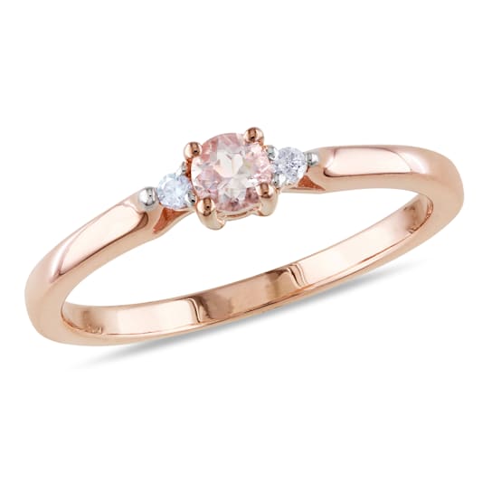 1/6 CT TGW Morganite and Diamond Accent Ring in 18K Rose Gold Over
Sterling Silver