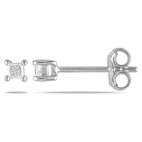 1/6 CT TW Princess Cut Diamond Stud Earrings in Sterling Silver
