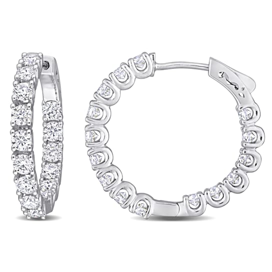 3 CT DEW Created Moissanite Inside-Outside Hinged Hoop Earrings in
Sterling Silver