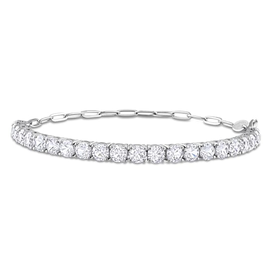 6 CT TGW Created White Sapphire Semi Tennis Bracelet with Chain in
Sterling Silver