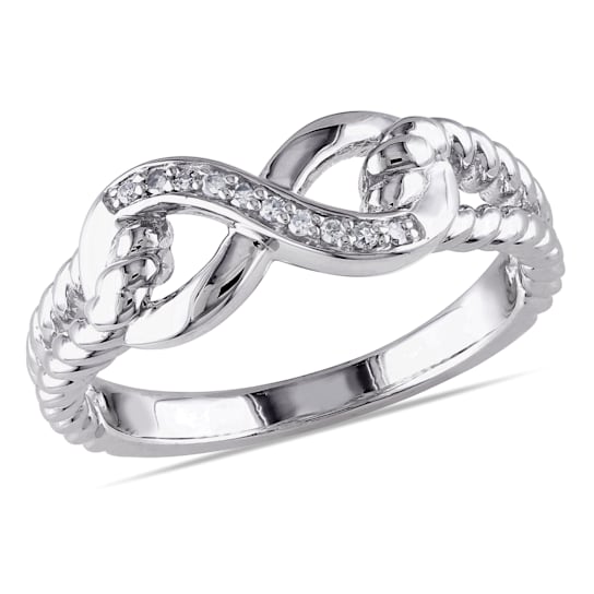 Diamond Infinity Link Ring in Sterling Silver