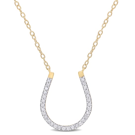 1/6ctw Diamond Horseshoe Pendant Necklace in 18K Yellow Gold Over
Sterling Silver