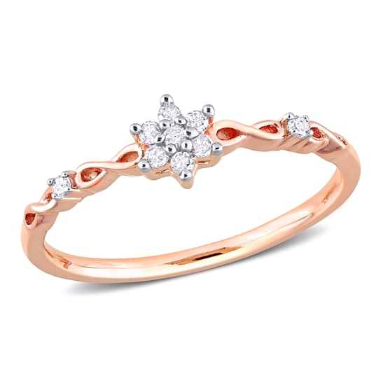 1/10ctw Diamond Floral Promise Ring in 18K Rose Gold Over Sterling Silver