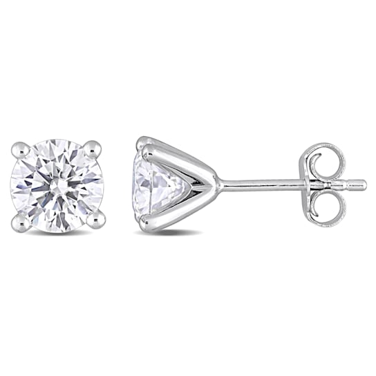 2 CT DEW Created Moissanite Solitaire Earrings in Sterling Silver