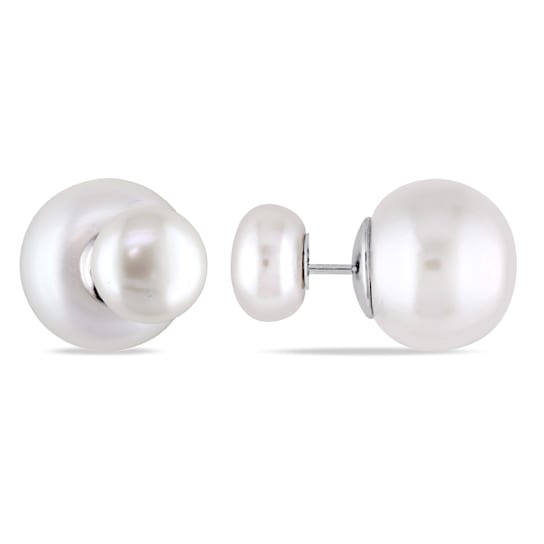 8-13 MM Freshwater Cultured Pearl Tribal Earrings in Sterling Silver