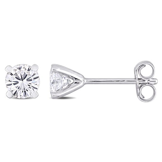 1 CT DEW Created Moissanite Solitaire Earrings in Sterling Silver