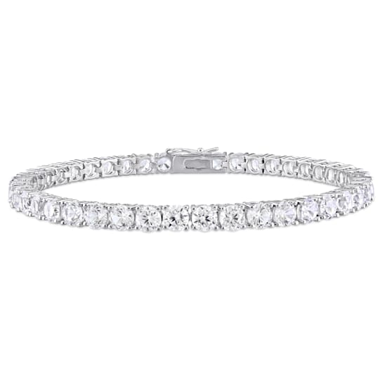 14 1/4 CT TGW Created White Sapphire Bracelet in Sterling Silver