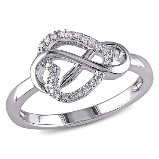1/10 CT TW Diamond Infinity Heart Ring in Sterling Silver