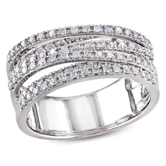 1/2 CT TW Diamond Crossover Ring in Sterling Silver