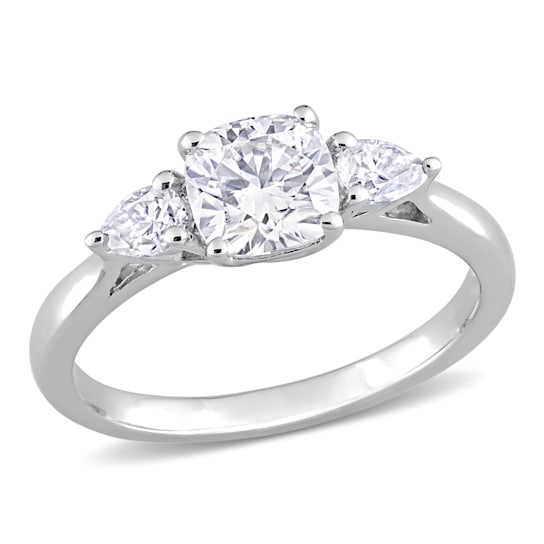 1 2/5 CT TGW Created Moissanite 3-Stone Ring in Sterling Silver