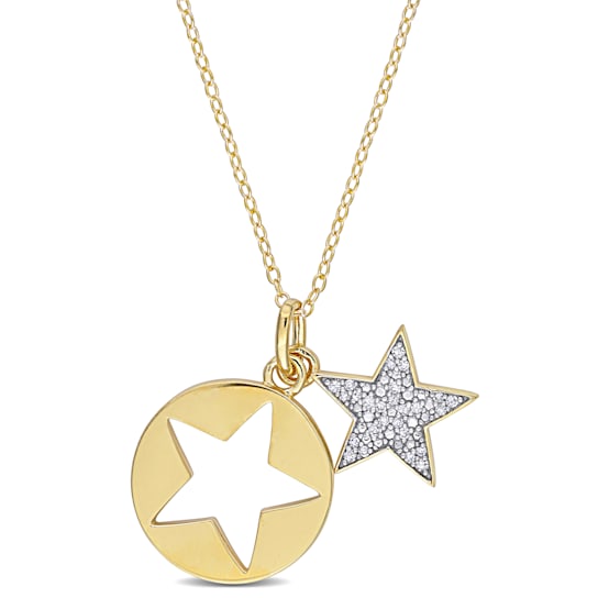 1/10ctw Diamond Star Pendant with Chain in 18K Yellow Gold Over Sterling Silver