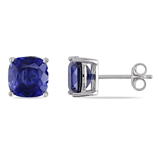 6.00ctw Created Blue Sapphire Solitaire Earrings in Sterling Silver