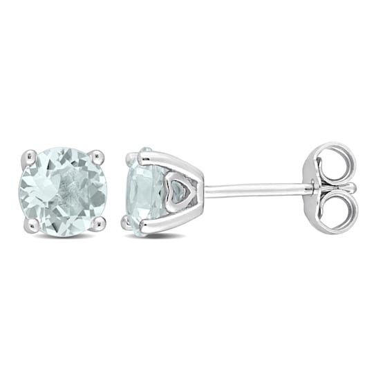 1 1/2 CT TGW Aquamarine Stud Earrings in Sterling Silver
