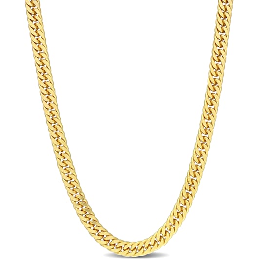 5.5MM Double Curb Link Chain Necklace in Yellow Plated Sterling Silver