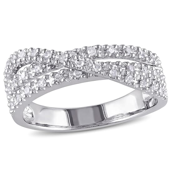 1/4 CT TW Diamond Crossover Ring in Sterling Silver