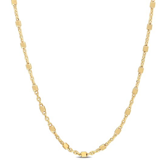 1.3MM Beaded Chain Necklace in Yellow Plated Sterling Silver