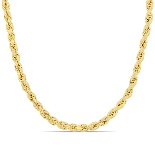 20 Inch Rope Chain Necklace in 10k Yellow Gold (4 mm)
