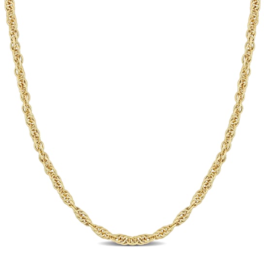 3.7MM Singapore Chain Necklace in Yellow Plated Sterling Silver