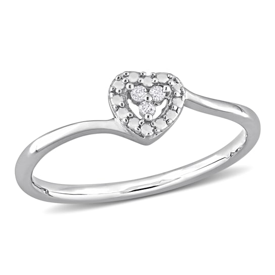 Diamond Accent Heart Promise Ring in Sterling Silver