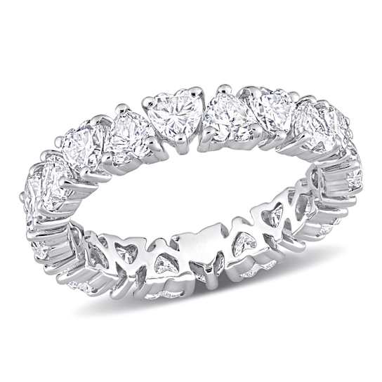 3 3/8 CT DEW  Created Moissanite Heart Eternity Ring in Sterling Silver