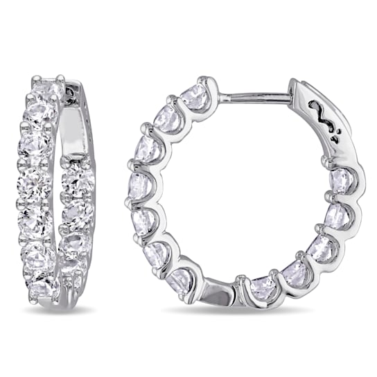 4-1/10ctw Created White Sapphire Inside-Outside Hoop Earrings in
Sterling Silver