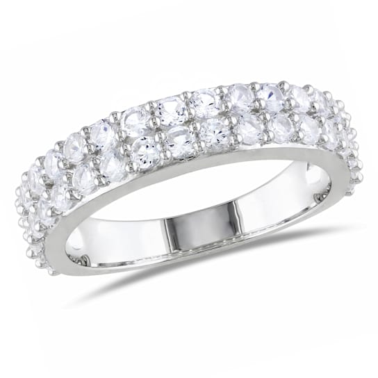 1 7/8 CT TGW Created White Sapphire Double Row Ring in Sterling Silver