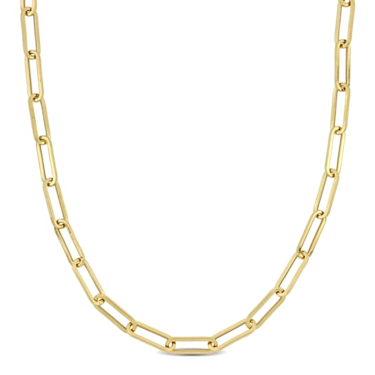 4.3mm Polished Paperclip Chain Necklace in 14k Yellow Gold, 34 in