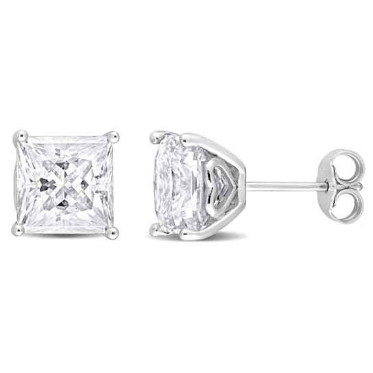 6 CT TGW Princess Cut Created Moissanite Stud Earrings in Sterling Silver