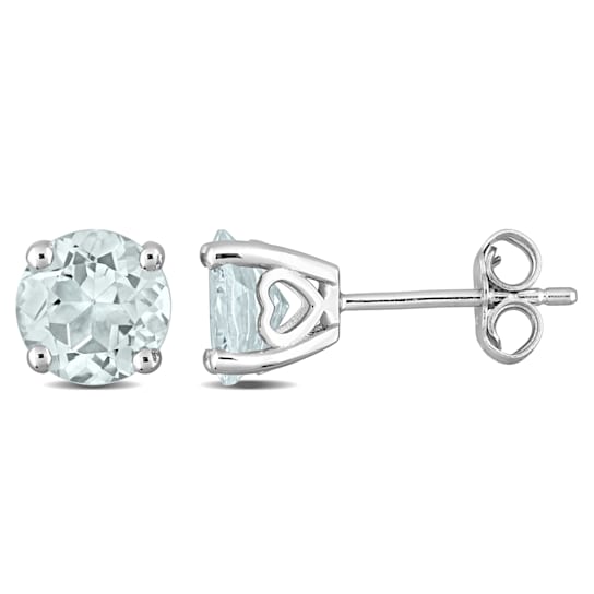 2 1/3 CT TGW Aquamarine Solitaire Stud Earrings in Sterling Silver