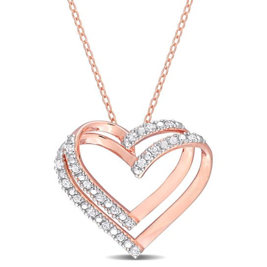 1/5ctw Diamond Open Heart Pendant with Chain in 18K Rose Gold Over
Sterling Silver