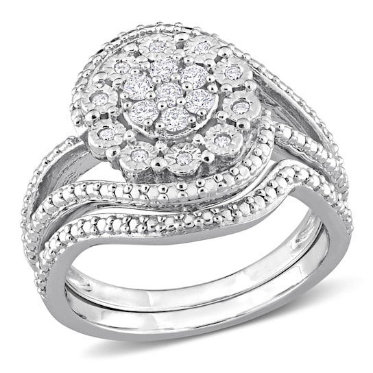 1/4 CT TW Diamond Vintage Bridal Set in Sterling Silver