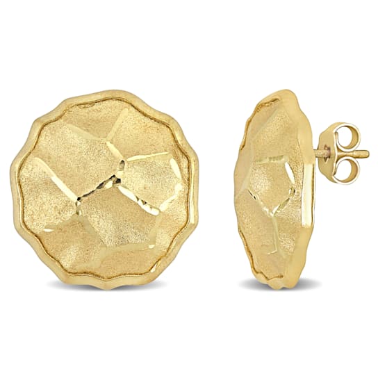 21MM Hammered Disc Earrings in 18K Yellow Gold Over Sterling Silver