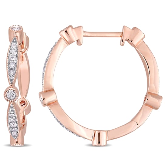 1/3 CT TW Diamond Hoop Earrings in 10k Rose Gold