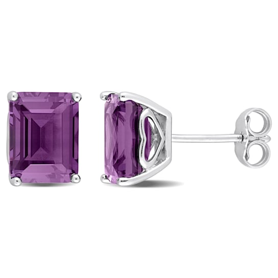 4 3/4 CT TGW Octagon Simulated Alexandrite Stud Earrings in Sterling Silver
