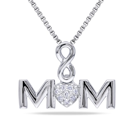 Diamond Infinity "Mom" Pendant with Chain in Sterling Silver