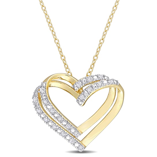 1/5ctw Diamond Open Heart Pendant with Chain in 18K Yellow Gold Over
Sterling Silver