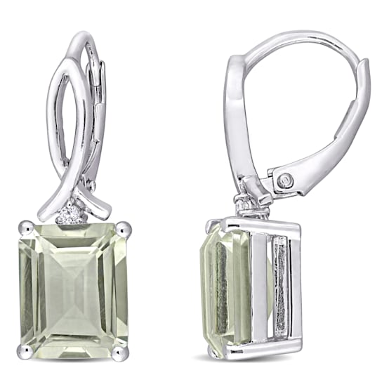6-1/2ctw Green Quartz and White Topaz Earrings in Sterling Silver