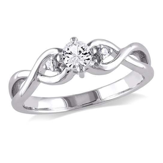 1/3 CT TGW Created White Sapphire and Diamond Accent Infinity Ring in
Sterling Silver